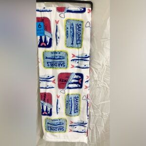 Sardine printed‎ European Italian vacation white blue red beach towel new